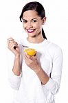 I Love To Eat Orange! Stock Photo