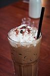 Iced Coffee Toping With Whipped Cream Stock Photo