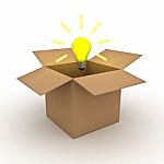 Idea Light Bulb And Open Box Stock Photo