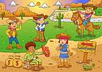 Illustration Of Cowboy Wild West Child Cartoon Stock Photo