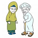 Illustration Of Muslim Elderly Cartoon -character  Stock Photo