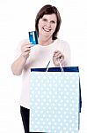 I'm Using My Cash Card For Shopping! Stock Photo