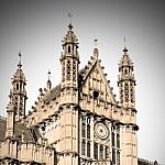 In London Old Historical    Parliament Glass  Window    Structur Stock Photo