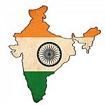 India Map On India Flag Drawing ,grunge And Retro Flag Series Stock Photo