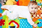 Infant Boy On Playmat Stock Photo