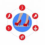 Infografics Woman: High Heels And Our Disease. Illustration Stock Photo