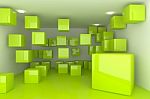 Interior With Green Cubes Stock Photo