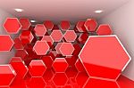 Interior With Red Hexagon Stock Photo