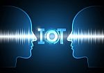 Internet Of Things Technology Circle Human Head Abstract Backgro Stock Photo