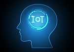 Internet Of Things Technology Circle Human Head Abstract Backgro Stock Photo