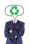 Invisible Businessman Head Think About Recycle Stock Photo