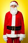 Isolated Aged Male Dresses In Santa Attire Stock Photo