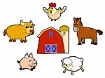 Isolated Farm Animals Stock Photo