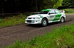 J. Laverty Driving Mitsubishi Evo Stock Photo