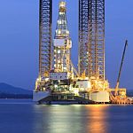 Jack Up Oil Drilling Rig Stock Photo