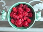 Just Picked Berries Of Raspberry In Ancient Cup Lost In Garden I Stock Photo