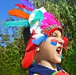 Kid Dressed As Indian Stock Photo