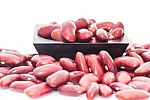 Kidney Beans In Wood Cup On White Stock Photo