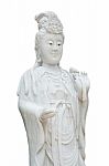 Kuan Yin Marble Sculpture Isolated On White Stock Photo