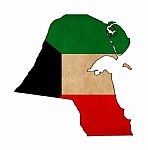 Kuwait Map On Kuwait  Flag Drawing ,grunge And Retro Flag Series Stock Photo