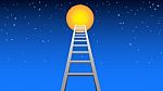 Ladder To Moon Stock Photo