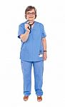 Lady Doctor Posing With Stethoscope Stock Photo