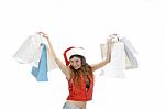 Lady Holding Shopping Bag Stock Photo