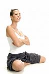 Lady Taking Rest While Exercising Stock Photo