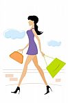 Lady With Shopping Bag Stock Photo