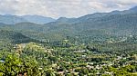 Landscape High Angle View Of The City In The Valley Stock Photo