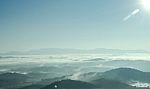 Landscape Of Mountain With The Clouds And Fog Stock Photo