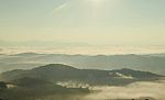 Landscape Of Mountain With The Clouds And Fog Stock Photo