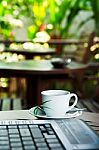 Laptop And Coffee Stock Photo