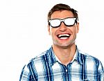 Laughing Man Wearing Sunglasses Stock Photo