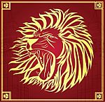 Leader Invitation Poster With Gold Lion Stock Photo