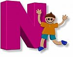 Letter N Boy Stock Photo