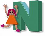 Letter N Girl Stock Photo