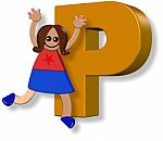 Letter P Girl Stock Photo