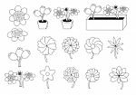 Linear Cartoon Flowers Stock Photo