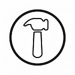 Linear Hammer Icon -  Iconic Design Stock Photo