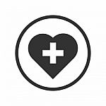 Linear Heart With Cross Icon -  Iconic Design Stock Photo