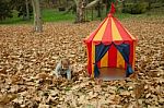 Little And Tent In The Park Stock Photo