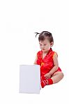 Little Asian Girl (thai) In Traditional Chinese Cheongsam Stock Photo