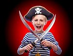 Little Boy Dressed As Pirate Stock Photo