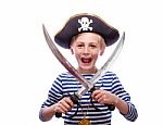 Little Boy Dressed As Pirate Stock Photo