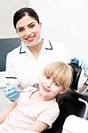 Little Girl At Annual Dental Checkup Stock Photo