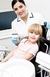 Little Girl At Annual Dental Checkup Stock Photo