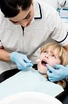 Little Girl At Dental Clinic Stock Photo