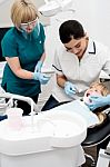 Little Girl Examined By Dentist Stock Photo