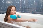 Little Girl Taking A Bath Stock Photo